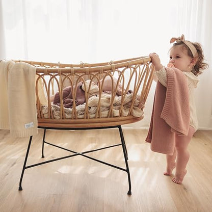 100% Organic Cotton Heritage Knit Textured Baby Quilt Blanket for Girls