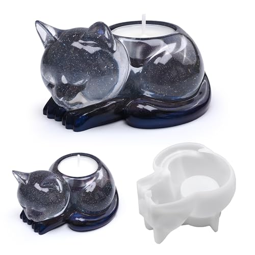 Cat Candle Holder Animal Cylinder Candle & Resin Mold