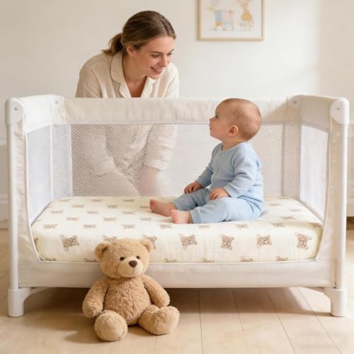 Organic Pack and Play Sheets Fitted 38”x26” 100% Muslin Cotton