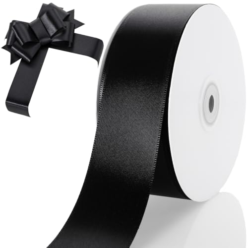 1-1/2 Inch Black Ribbon 50Yards – Perfect for Gift Wrapping