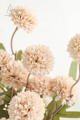 5pcs Beige Faux Silk Mums Artificial Flowers (5 Count)