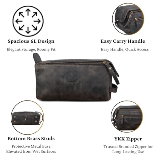 Full Grain Leather Toiletry Bag for Men & Women