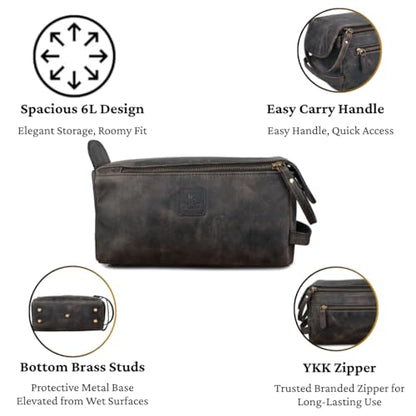 Full Grain Leather Toiletry Bag for Men & Women