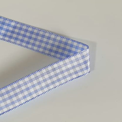 Light Blue Gingham Plaid Checked Ribbon 25 Yard Each Roll 100% Polyester (75 Foot)