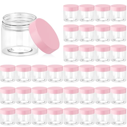 36 Pack 2 OZ Plastic Jars Clear Cosmetic Container with Lids (36 Count)