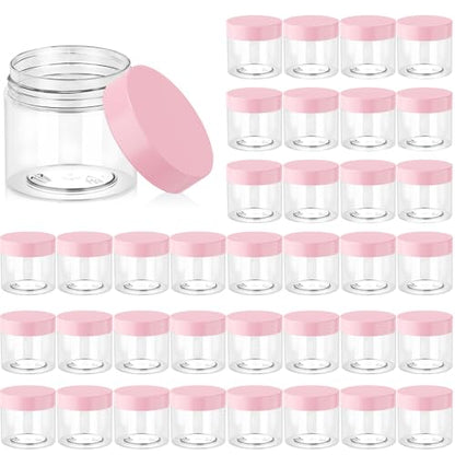 36 Pack 2 OZ Plastic Jars Clear Cosmetic Container with Lids (36 Count)