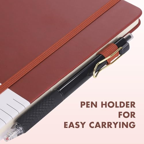 12 Set Lined Notebook Journals with Pens A5 Notebooks 100 GSM College Ruled Hardcover Notebook PU Leather Notepad with Pen Holder for Office School (12 Count)