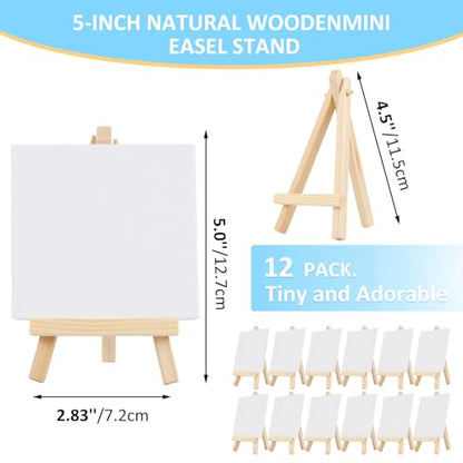 24 Pcs 5 Inch Mini Wood Display Easel (24 Count)