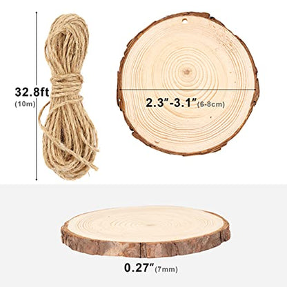 2.3 3.1 Inches Natural Wood Slices Set for Crafts (25 Count)