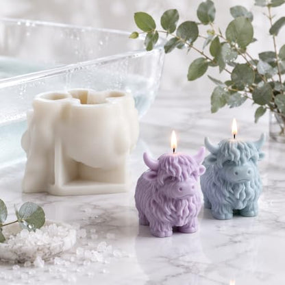 Highland Cow Silicone Molds 3D Animal Candle Soap Resin Casting DIY Craft