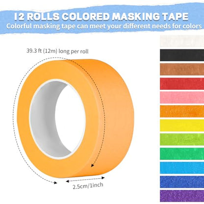 12PCS Colored Masking Tape (12 Count)