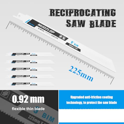 5Pack 9inch 14TPI Metal Reciprocating Saw Blades Set (5 Count)