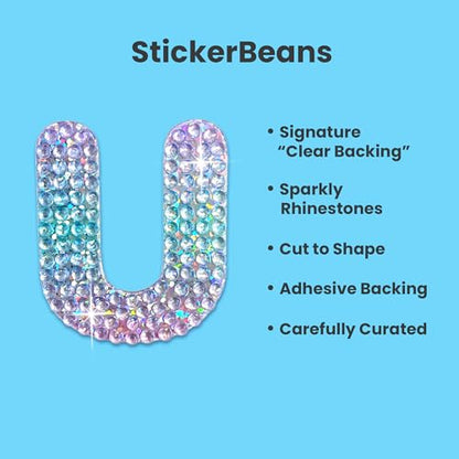 Rhinestone Alphabet Letter Sticker U