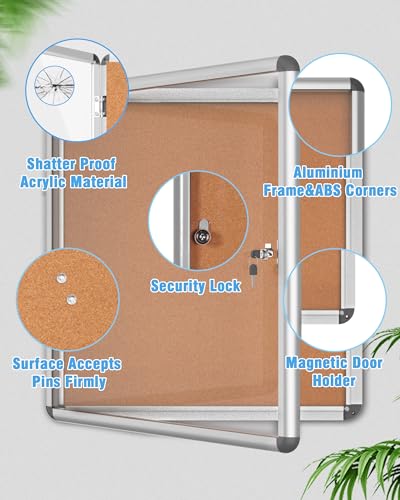 2 Pack 38"x38" Enclosed Bulletin Board (2 Count)