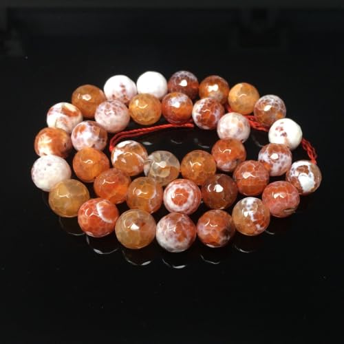 70pcs Adabele Natural Faceted Red Fire Agate Gemstone 10mm Round Beads