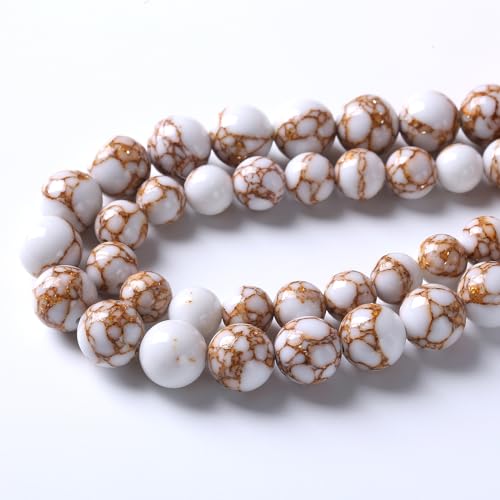 90pcs 4mm White Howlite Spun Gold Stone Beads for Jewelry Making Natural Stone Energy Healing Beads DIY Bracelet Necklace 15"