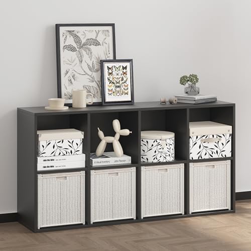 Wooden 8 Cube Storage Organizer with Closed Back Panel (8 Count)