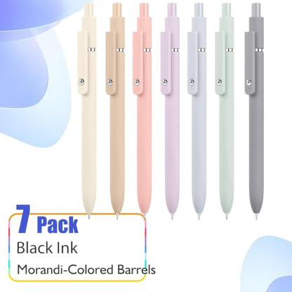 7Pcs Black Ink Gel Pens Smooth Writing Quick Dry Fine Point 0.5 mm (7 Count)