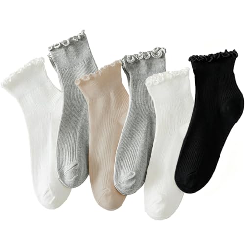 6 Pairs of Ruffle Socks Women (12 count)