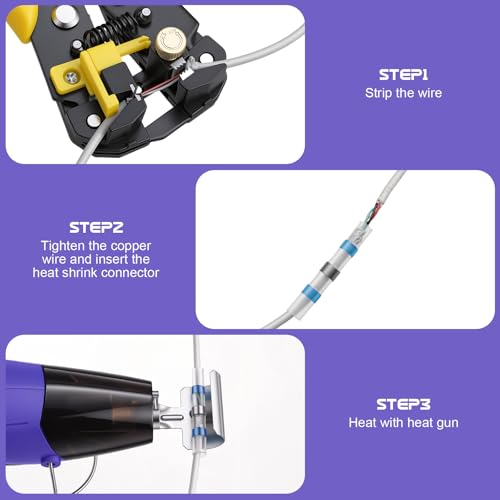 Mini Heat Gun with 100PCS Solder Seal Connectors & 200PCS Shrink Tubing