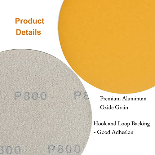 6-Inch No-Hole Hook and Loop Gold Sanding Discs 800-Grit, 100-Pack (100 Count)