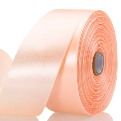 1 1 2 Inch Peach Solid Satin Ribbon for Gift Wrapping