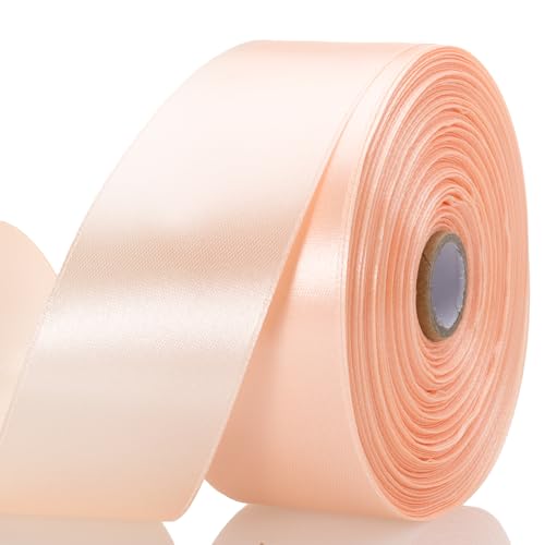 1 1 2 Inch Peach Solid Satin Ribbon for Gift Wrapping