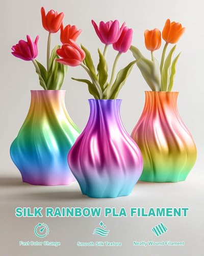 TECSONAR Silk Rainbow PLA 3D Printer Filament (35.274 Ounce)