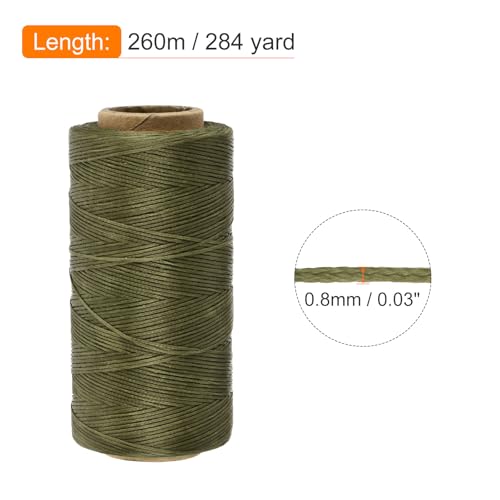 Waxed Thread 284 Yard 0.8mm 150D Flat Wax Thread Polyester Waxed String for Leather Sewing Hand Weaving Book Binding Home Decoration
