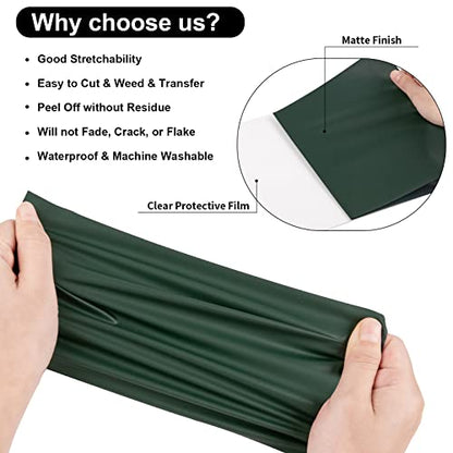 Dark Green Heat Transfer Vinyl Roll 12" x5ft Matte HTV Vinyl (5 Foot)