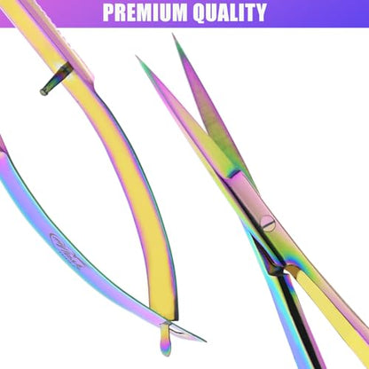 Cross Edge Spring Scissors 5 Inch straight Stainless Steel Precision Eyebrow & Eyelash Shaping & Trimming Scissor