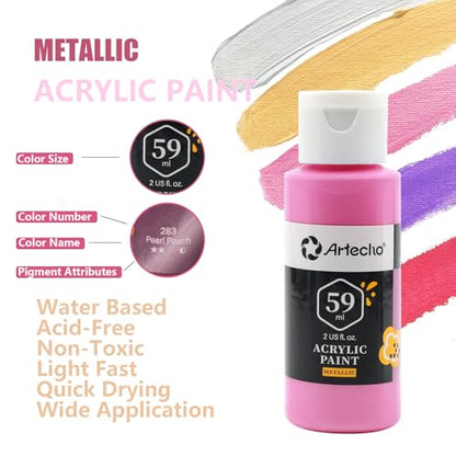 12 Metallic Colors Acrylic Paint 59ml (24 Fl Oz)