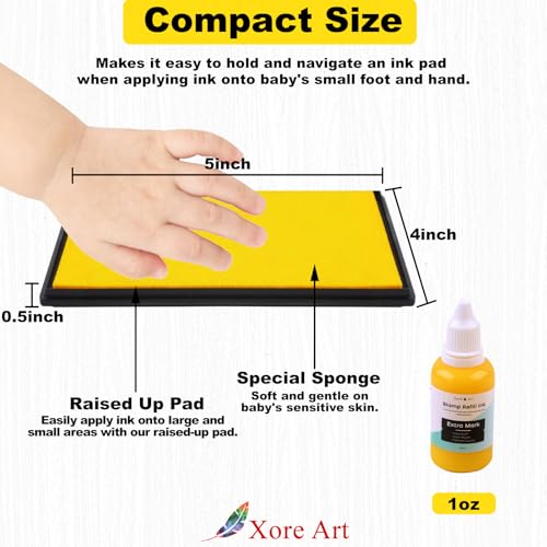 5"x4'' Large Ink Pad Washable Stamp Ink Pad for Baby Footprint Handprint with 30ml Premium Refill Ink