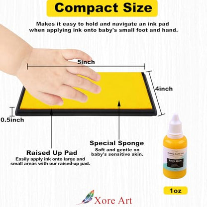 5"x4'' Large Ink Pad Washable Stamp Ink Pad for Baby Footprint Handprint with 30ml Premium Refill Ink