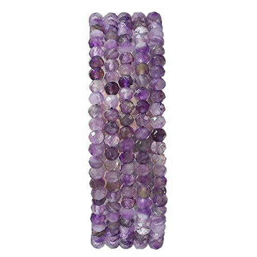 Natural Amethyst Crystal Beads 4x2mm 120pcs Faceted Rondelle Loose Semi Gemstone Beads for Jewelry Making Design (120 Count)