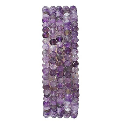 Natural Amethyst Crystal Beads 4x2mm 120pcs Faceted Rondelle Loose Semi Gemstone Beads for Jewelry Making Design (120 Count)