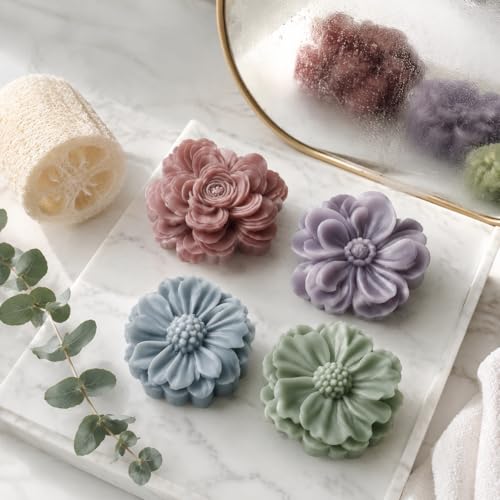 4 Pack 3D Flower Silicone Molds (4 Count)