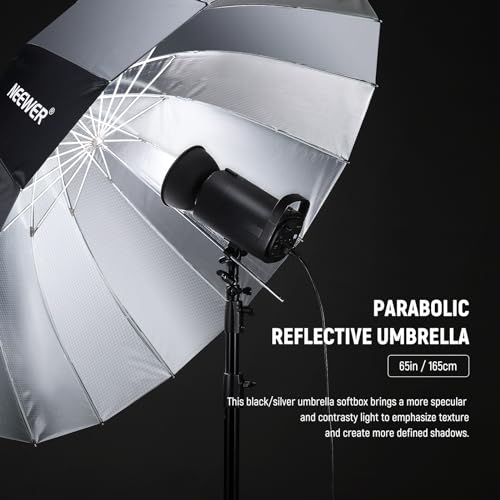 65" 165cm Parabolic Reflective Umbrella Photography with Silver Inner