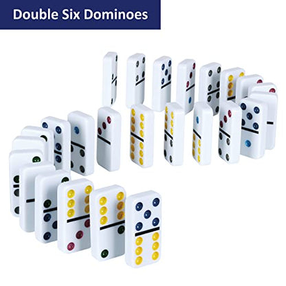 Double 6 Dominos Set for Adults with Tin Box Storage