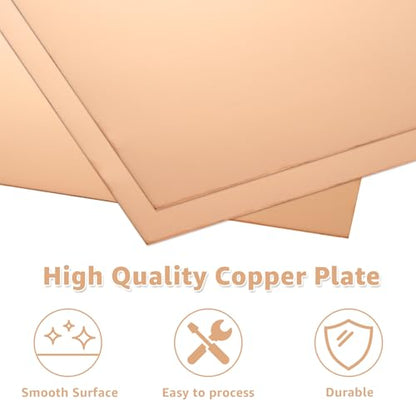 2PCS Pure Copper Sheet 12”x 12”x 0.02”