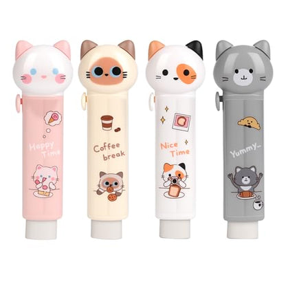 4PCS Retractable Cat Pencil Erasers (4 Count)