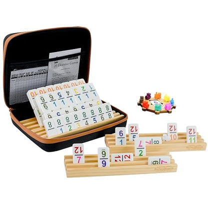 Bucher & Rossini Mexican Train Dominoes Set with Numbers with 4 Racks (91 Count)