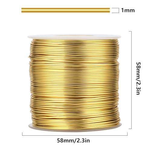 328FT 18 Gauge Bendable Gold Aluminum Craft Wire for Jewelry Making Craft (328 Foot)