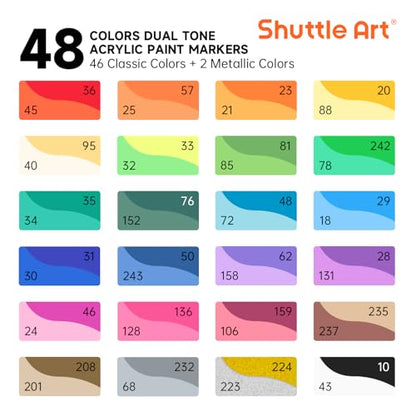 48 Colors Dual Tone Acrylic Paint Markers (24 Count)