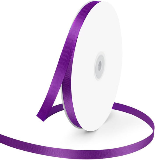 3/8" Wide x 100 Yards Single Face Polyester Satin Ribbon, Satin Ribbon for Crafts, Gift, Hair Bows, Wedding Party Decoration, Bow Making & Other Projects (Purple) - Crafty Corner