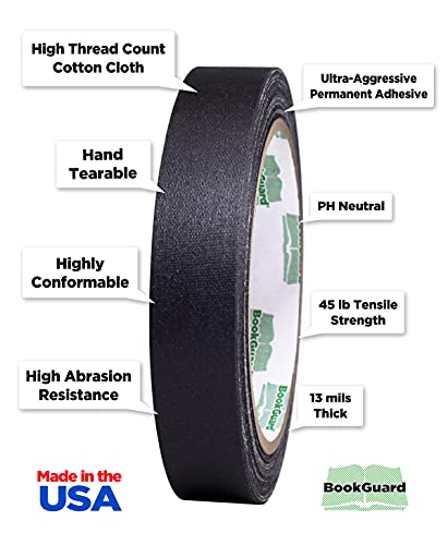 3 4 Inch Black Book Repair Cloth Tape 15 Yard Roll
