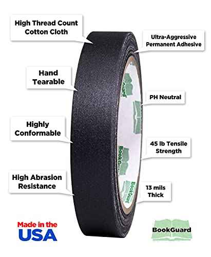 3 4 Inch Black Book Repair Cloth Tape 15 Yard Roll