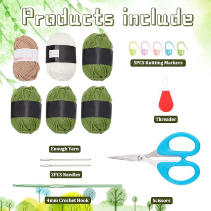 DIY Crochet Set for Crochet Shoulder Bag Green Daisy Crochet Bag Kit for Beginners Crochet Tote Bag Crochet Starter Kit with Instruction for Birthday Gift