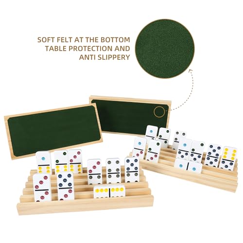 Double 6 Color Dot Dominoes Set with 4 Wooden Trays