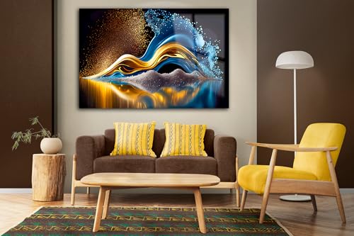 Colorful Abstract Printed Tempered Glass Wall Art Painting for Living Room